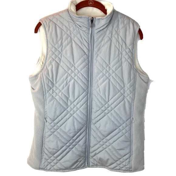 Izod Puffer Vest Reversible Zip Up Fleece  Lightweight Grayish White Vest Sz M - Picture 1 of 12